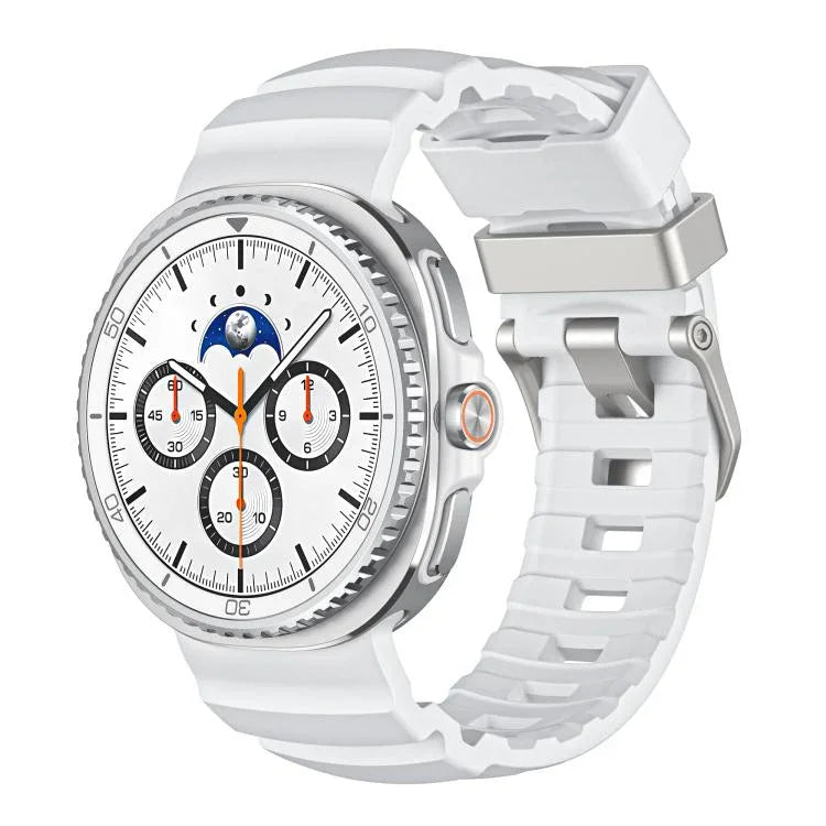 Silver Buckle Silicone Watch Band, For Samsung Galaxy Watch8 / Watch8 Classic