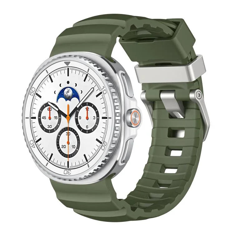 Silver Buckle Silicone Watch Band, For Samsung Galaxy Watch8 / Watch8 Classic