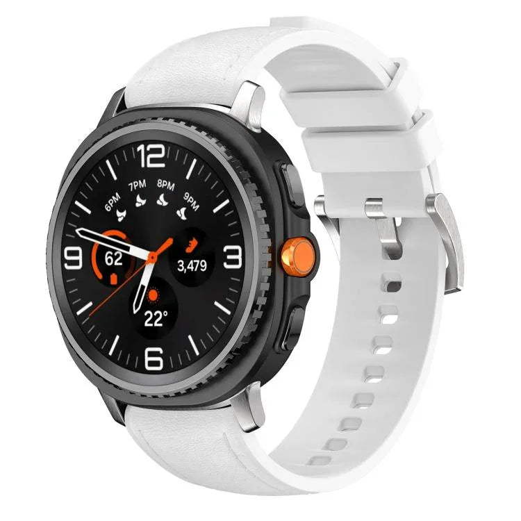 Silicone Hybrid Leather Skin Watch Band, For Samsung Galaxy Watch8 / Watch8 Classic