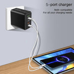 TE-PD43 Type-C x 3, USB-A x 2 Multi-port Charger for Mobile Phones / Tablets，EU Plug, EU Plug