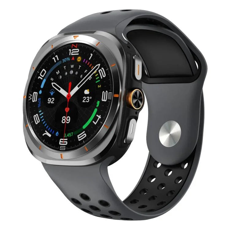 Two Color Round Holes Reverse Buckle Silicone Watch Band, For Samsung Galaxy Watch Ultra 47mm / Ultra 2025
