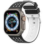 Vertical Holes Dual-Color Breathable Silicone Watch Band, For Apple Watch 46mm/ 49mm / 45mm / 44mm