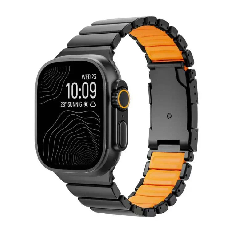 Turtle Buckle Dual-Color Titanium Metal Silicone Watch Band, For Apple Watch 46mm/ 49mm / 45mm / 44mm