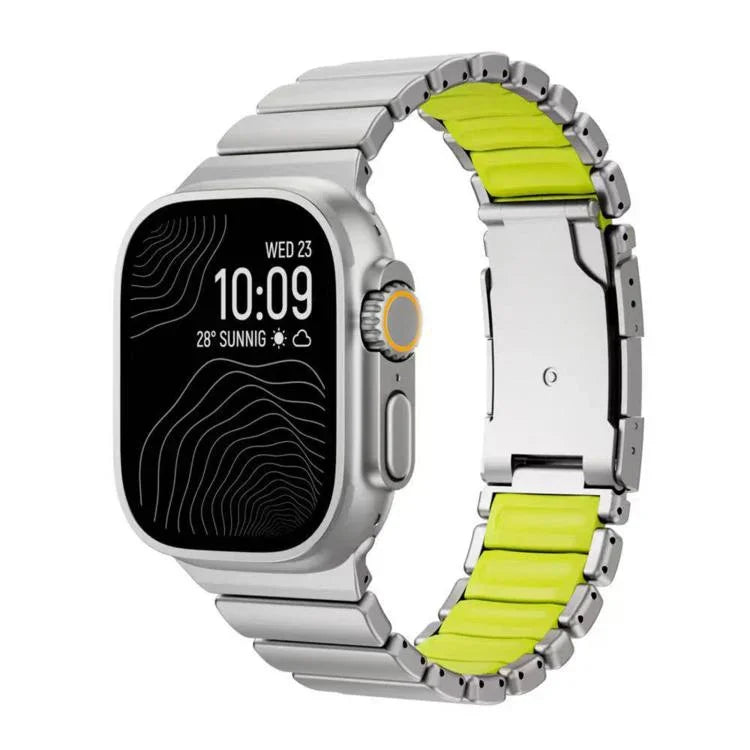 Turtle Buckle Dual-Color Titanium Metal Silicone Watch Band, For Apple Watch 46mm/ 49mm / 45mm / 44mm