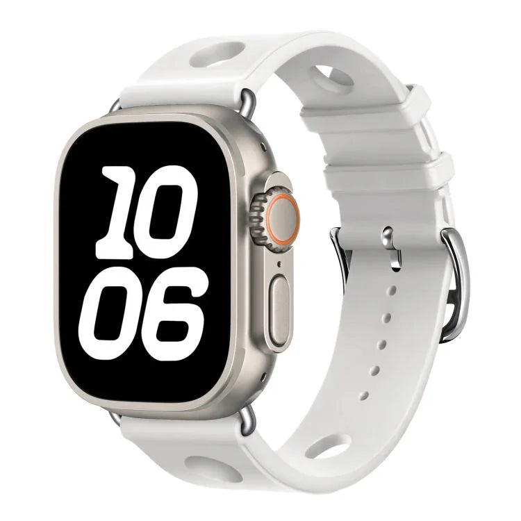 Ladder Buckle Holes Silicone Watch Band, For Apple Watch 46mm / 49mm / 45mm / 44mm, For Apple Watch 42mm / 41mm / 40mm / 38mm
