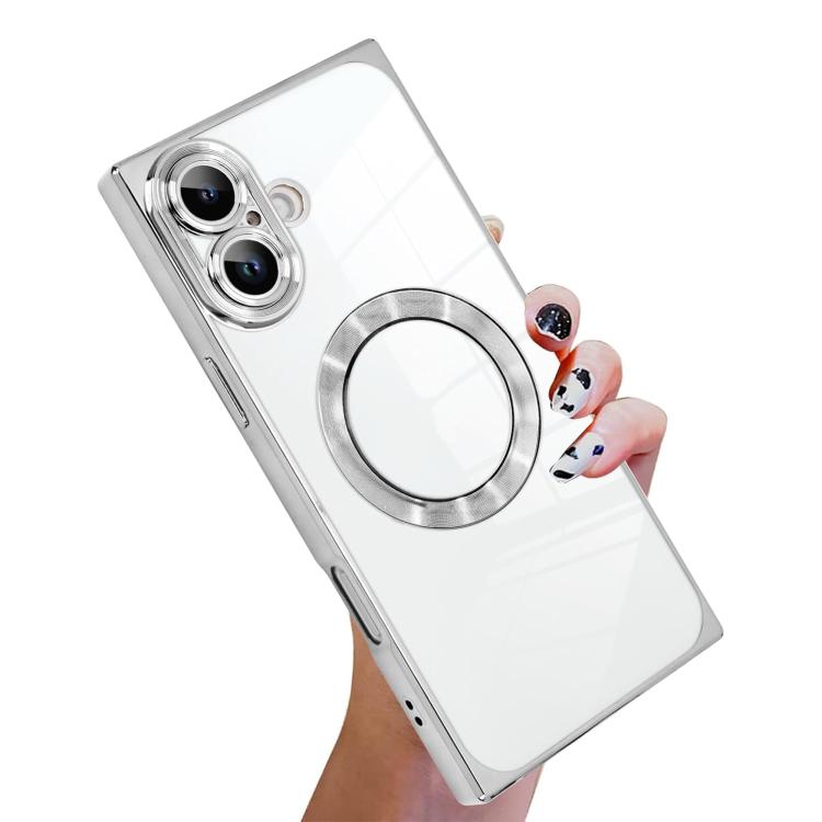 Right Angle Square Electroplated CD Pattern TPU MagSafe Phone Case, For iPhone 17 Pro Max, For iPhone 17 Pro, For iPhone 17, For iPhone Air, For iPhone 16 Pro Max, For iPhone 16 Pro