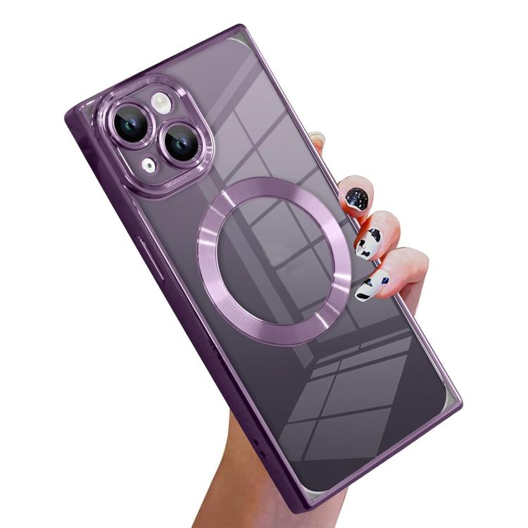 Right Angle Square Electroplated CD Pattern TPU MagSafe Phone Case, For iPhone 14 Plus, For iPhone 14, For iPhone 14 Pro, For iPhone 14 Pro Max, For iPhone 13 Pro Max, For iPhone 13 Pro
