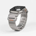 Hammer Pattern Butterfly Buckle Stainless Steel Head One Bead Titanium Alloy Watch Band, For Apple Watch 46mm / 49mm / 45mm / 44mm