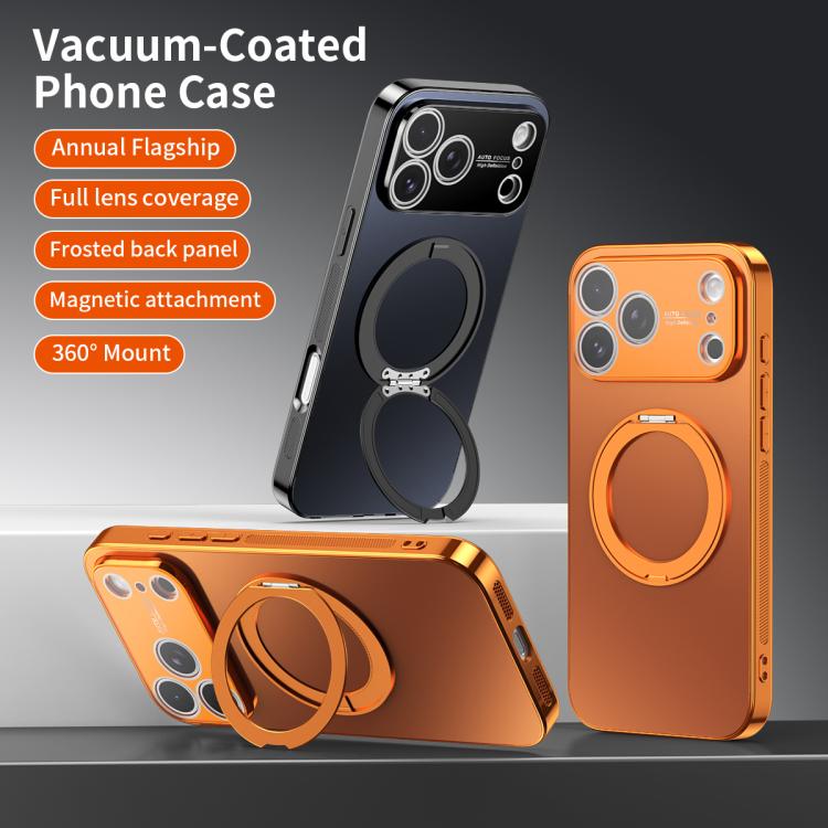 360 Degree Rotating Holder MagSafe Electroplated Phone Case with Lens Cover, For iPhone 17 Pro Max, For iPhone 17 Pro, For iPhone 17, For iPhone Air, For iPhone 16 Pro Max, For iPhone 16 Pro