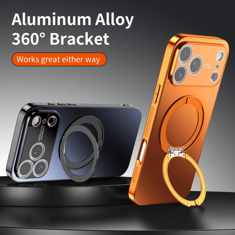 360 Degree Rotating Holder MagSafe Electroplated Phone Case with Lens Cover, For iPhone 17 Pro Max, For iPhone 17 Pro, For iPhone 17, For iPhone Air, For iPhone 16 Pro Max, For iPhone 16 Pro