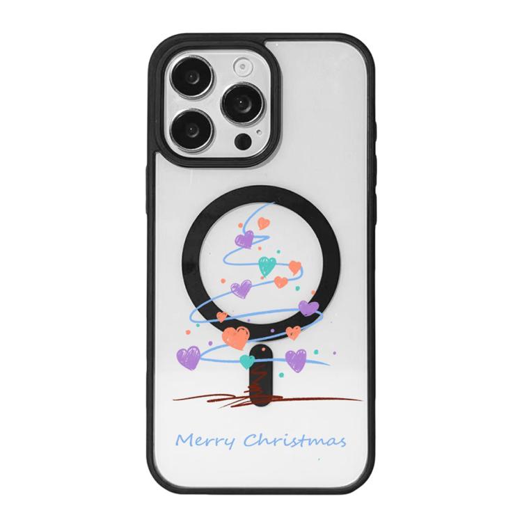 Christmas Series Strong Magnetic Painted Black Edge Phone Case, For iPhone 16 Pro Max, For iPhone 16 Pro, For iPhone 16