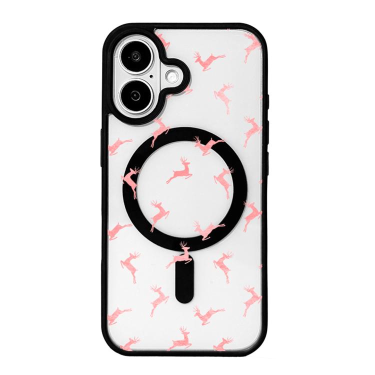 Christmas Series Strong Magnetic Painted Black Edge Phone Case, For iPhone 16 Pro Max, For iPhone 16 Pro, For iPhone 16