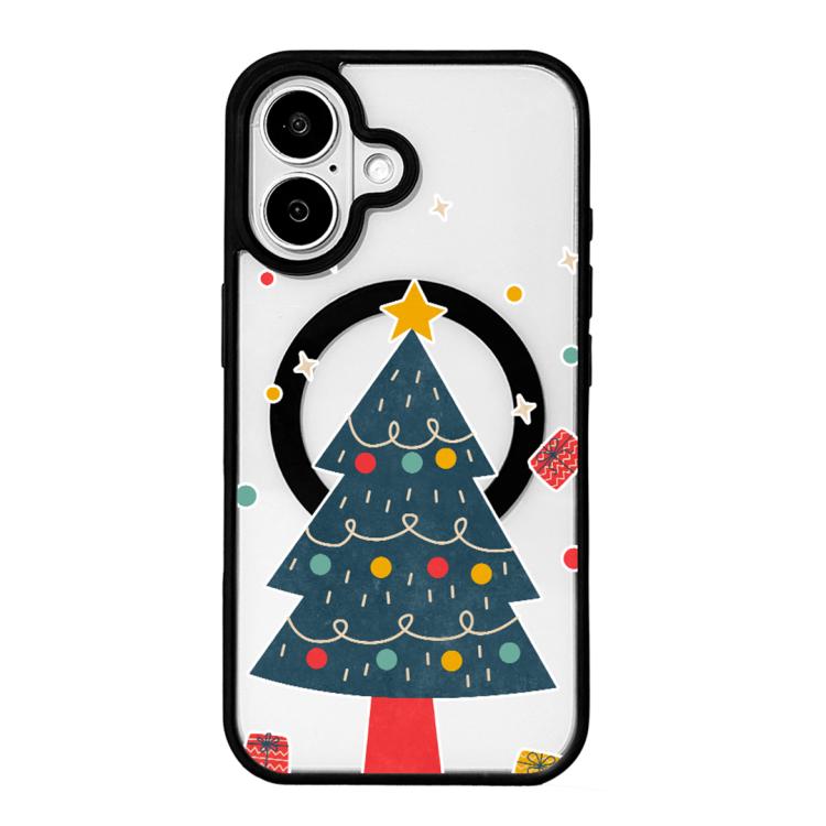 Christmas Series Strong Magnetic Painted Black Edge Phone Case, For iPhone 16 Pro Max, For iPhone 16 Pro, For iPhone 16