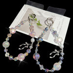 Chic Alloy Bow Accent Gold Foil Pearl Crystal Chain