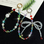 Whimsical Bow Colorful Bead Crystal Phone Chain, Photochromic Bead Style, Double Bow Style
