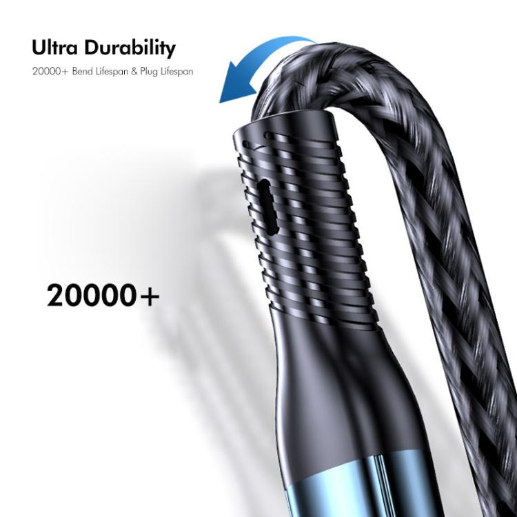 ENKAY 3-in-1 120W USB to 8 Pin / Type-C / Micro USB Nylon Braided Fast Charging Cable, Length: 1.2m, ENK-CB184