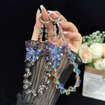 Three-Dimensional Butterfly Crystal Necklace, Pink, Blue