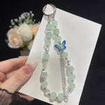 Pearl and Butterfly Drill Cotton Bracelet, Pink, Green
