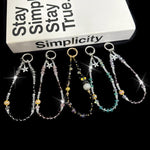 Drilled Floral Crystal Star Necklace, Pink, Green, Blue, Black
