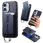 Detachable Magnetic Card Bag Phone Case with Finger Ring Grip & Anti-loss Rope, For iPhone 17e / 16e, For iPhone 17 Pro Max, For iPhone 17 Pro, For iPhone 17, For iPhone Air, For iPhone 16 Plus