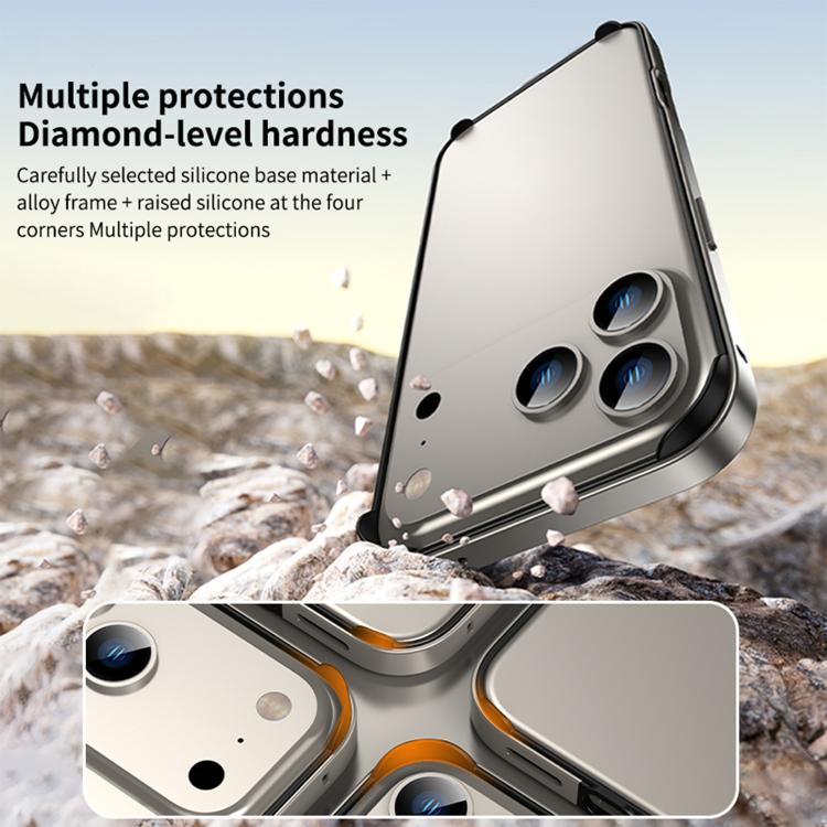 Metal Hybrid Silicone Four-Corner Shockproof Cooling Phone Frame Case, For iPhone 17 Pro Max, For iPhone 17 Pro, For iPhone 17, For iPhone Air