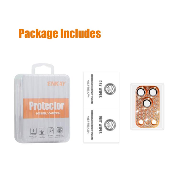 ENKAY Hat-Prince Blink Diamond Camera Lens Aluminium Alloy Tempered Glass Film, For iPhone 17 Pro Max, For iPhone 17 Pro, For iPhone 17