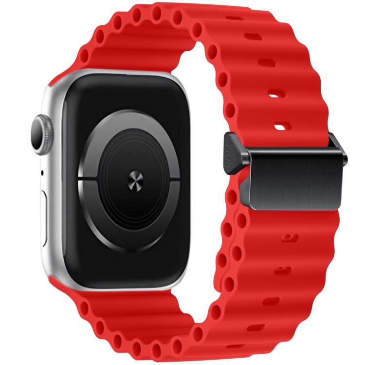 Refurbished Magnetic Buckle Ocean Silicone Watch Band, For Apple Watch 46mm / 49mm / 45mm / 44mm, For Apple Watch 42mm / 41mm / 40mm / 38mm