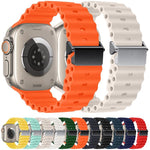 Refurbished Magnetic Buckle Ocean Silicone Watch Band, For Apple Watch 46mm / 49mm / 45mm / 44mm, For Apple Watch 42mm / 41mm / 40mm / 38mm