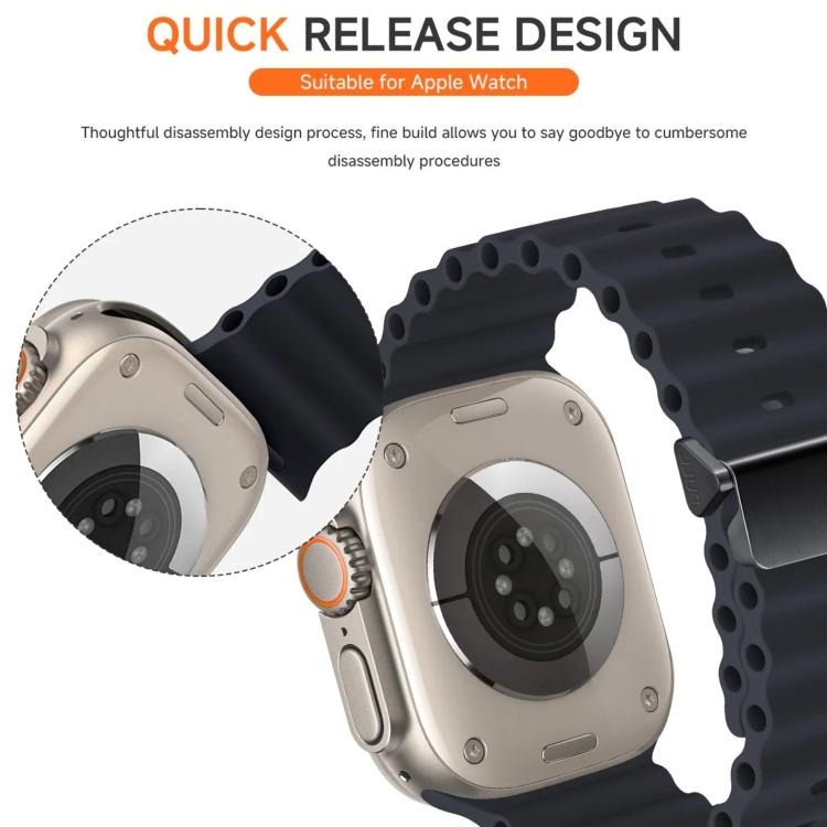 Refurbished Magnetic Buckle Ocean Silicone Watch Band, For Apple Watch 46mm / 49mm / 45mm / 44mm, For Apple Watch 42mm / 41mm / 40mm / 38mm