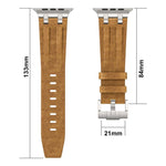 Crazy Horse Vegan Leather Stainless Steel Silver Buckle Watch Band, For Apple Watch 46mm / 49mm / 45mm / 44mm