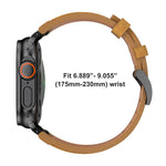 Crazy Horse Vegan Leather Stainless Steel Silver Buckle Watch Band, For Apple Watch 46mm / 49mm / 45mm / 44mm