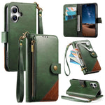 Splicing Zipper Wallet Vegan Leather Phone Case with Strap, For iPhone 17 Pro Max, For iPhone 17 Pro, For iPhone 17, For iPhone Air, For iPhone 16 Pro Max, For iPhone 16 Pro, For iPhone 16 Plus, For iPhone 16
