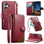 Splicing Zipper Wallet Vegan Leather Phone Case with Strap, For iPhone 17 Pro Max, For iPhone 17 Pro, For iPhone 17, For iPhone Air, For iPhone 16 Pro Max, For iPhone 16 Pro, For iPhone 16 Plus, For iPhone 16