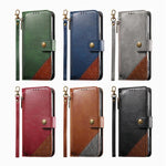 Splicing Zipper Wallet Vegan Leather Phone Case with Strap, For iPhone 17 Pro Max, For iPhone 17 Pro, For iPhone 17, For iPhone Air, For iPhone 16 Pro Max, For iPhone 16 Pro, For iPhone 16 Plus, For iPhone 16