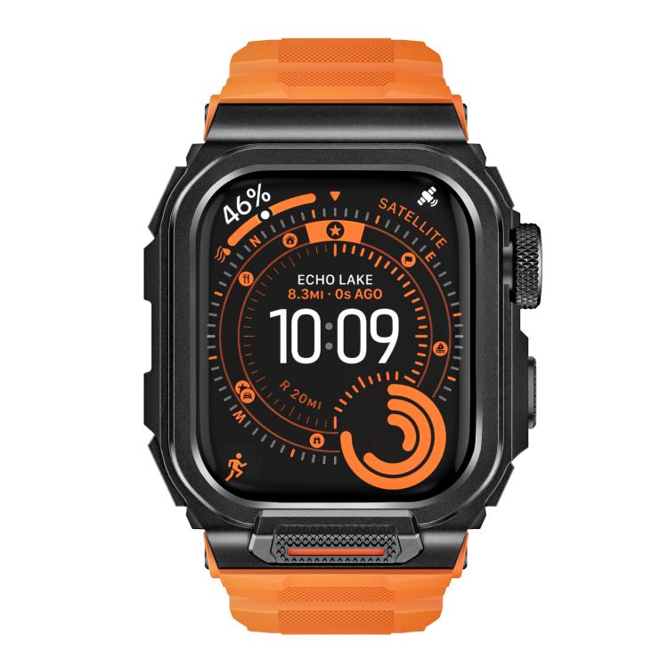 Vibrant Zinc Alloy Cover Integrated Silicone Watch Band, For Apple Watch Series 11 / 10 46mm
