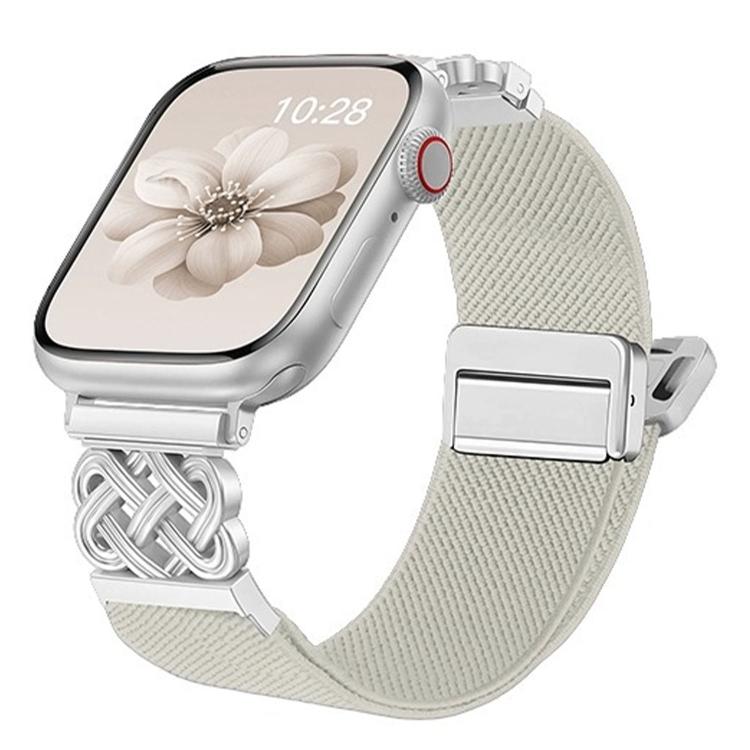 Chinese Knot Magnetic Buckle Twill Stretch Nylon Watch Band, For Apple Watch 49mm / 46mm / 45mm / 44mm, For Apple Watch 42mm / 41mm / 40mm / 38mm