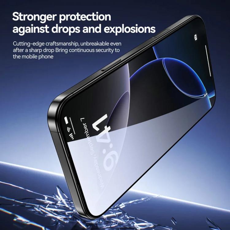 3pcs Easy Install Box Dust-Free 3D Curved Edge Privacy Electroplated Explosion-Proof Tempered Glass Film, For iPhone 17 Pro Max, For iPhone 17 Pro, For iPhone 17, For iPhone Air, For iPhone 16 Pro Max, For iPhone 16 Pro, For iPhone 16