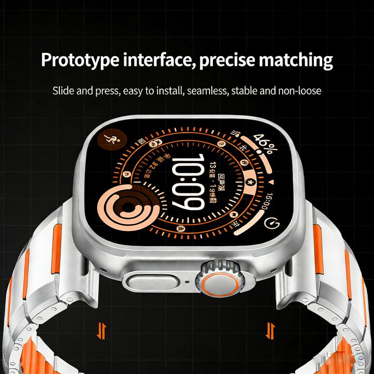 Multi-Faceted Rubber Inlaid Stainless Steel Watch Band, For Apple Watch 46mm / 49mm / 45mm / 44mm, For Apple Watch 42mm / 41mm / 40mm / 38mm