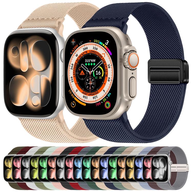 Double Magnetic Buckle Elastic Nylon Watch Band, For Apple Watch 49mm / 46mm / 45mm / 44mm, For Apple Watch 42mm / 41mm / 40mm / 38mm