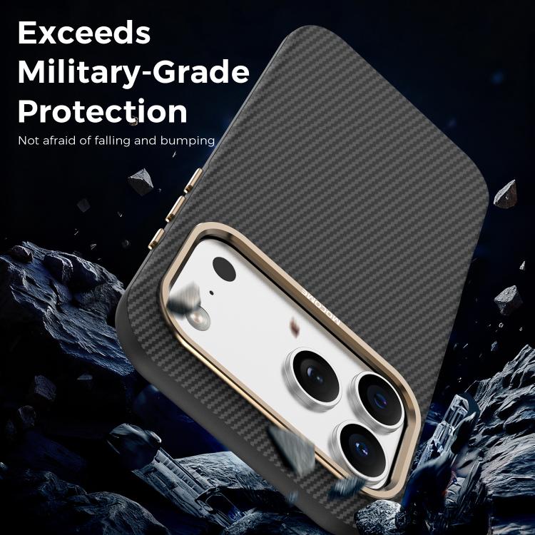 Mocome Kevlar Carbon Fiber Texture Magnetic Shockproof Phone Case, For iPhone 17 Pro Max