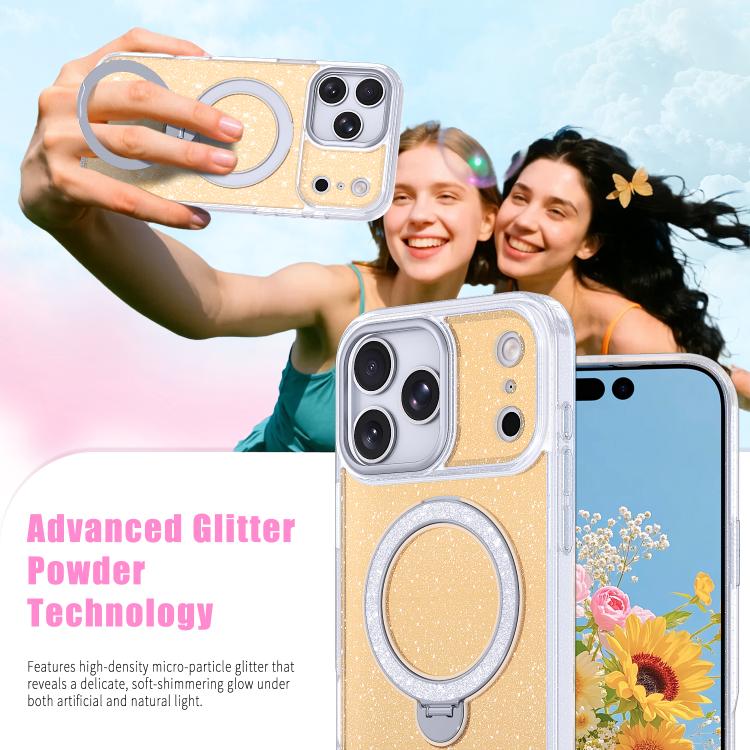 Starry Glitter Magnetic Holder Phone Case, For iPhone 18 Pro / 17 Pro, For iPhone 18 Pro Max / 17 Pro Max, For iPhone 17
