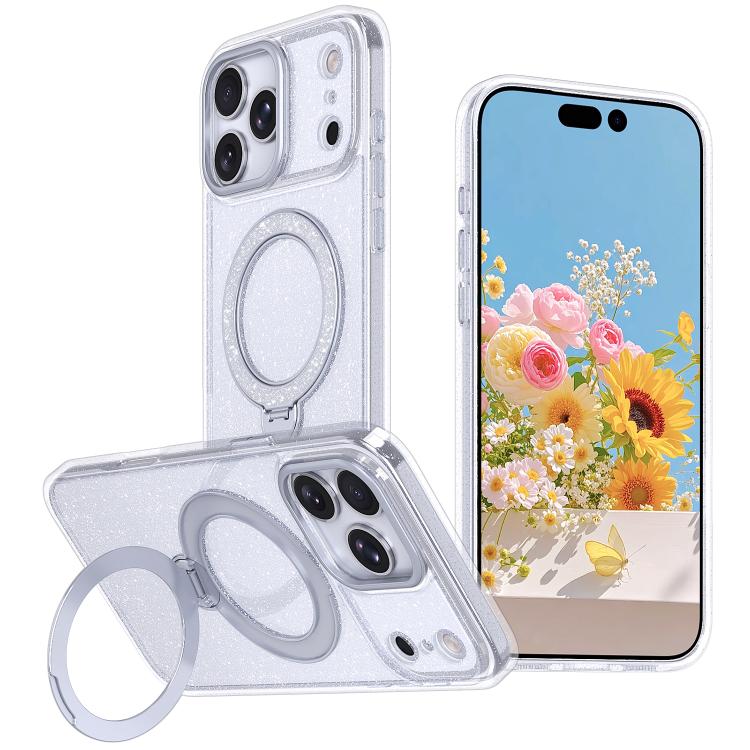 Starry Glitter Magnetic Holder Phone Case, For iPhone 17 Pro Max, For iPhone 17 Pro, For iPhone 17