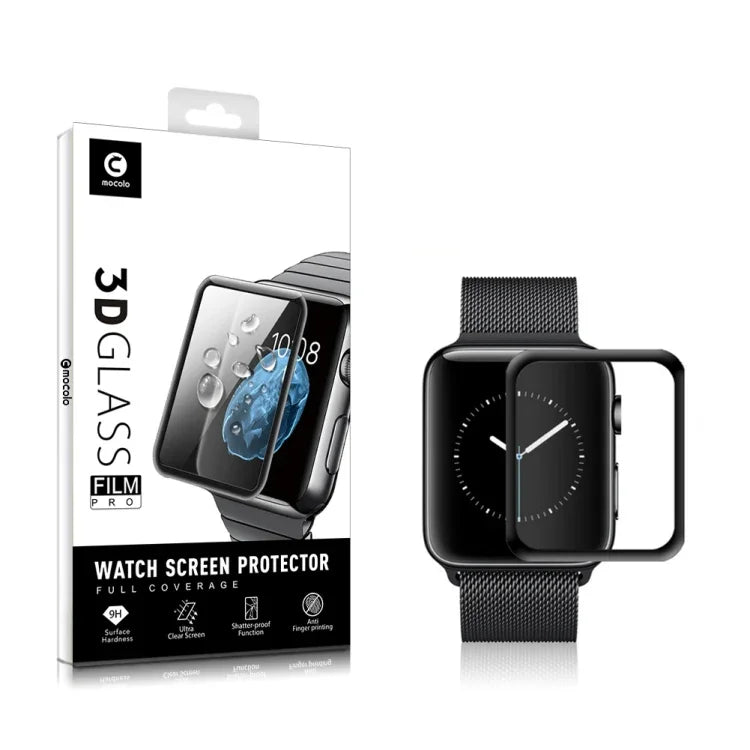 2pcs mocolo 0.33mm 9H 3D Round Edge Tempered Glass Film, For Apple Watch series 5 /4 40mm, For  Apple Watch series 5 / 4 44mm