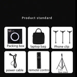 HQ-18N 18 inch 45cm LED Ring Vlogging Photography Video Lights Kits with Remote Control & Phone Clamp & 2.1m Tripod Mount, EU Plug, 18 inch