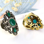 Vintage Ethnic Style Exquisite Carved Inlaid Acrylic Resin Hollow Ring, 7, 8, 9, 10