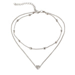 Jewelry Vintage Simple Copper Heart Multi - Layer Clavicle Necklace Wholesale Necklace, Silver, gold