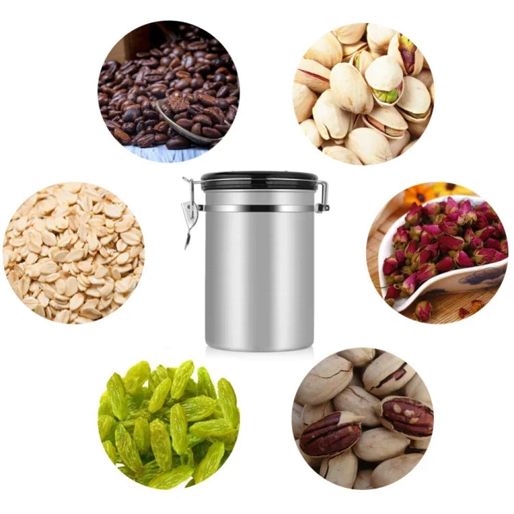 Coffee Container Stainless Steel Tea Storage Chests Black Kitchen Sotrage Canister Coffee Tea Caddies Teaware