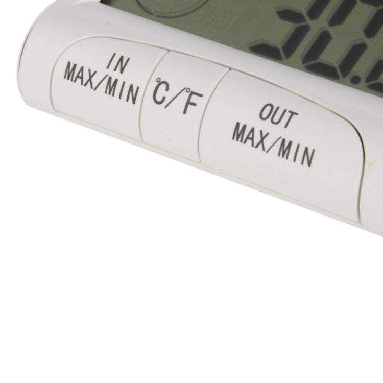 LCD Digital Thermometer Hygrometer Moisture Meter and Wired Temperature with External Sensor White, LCD Digital Thermometer