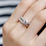 Silver Double Zircon Wedding Rings Set, 8, 9, 10, 11, 12, 13, 14, 15, 16, 17, 18, 19, 20, 21