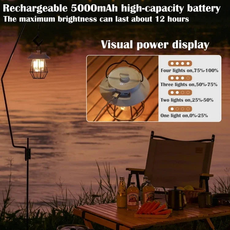 Outdoor Hanging Camping Lights Tent Lighting Atmosphere Lights, Handle Black, Handle White